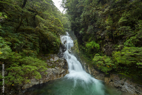 Landscape of waterfall in South island  New Zealand