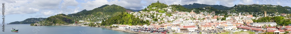 A panoramic view of the island of Grenada.