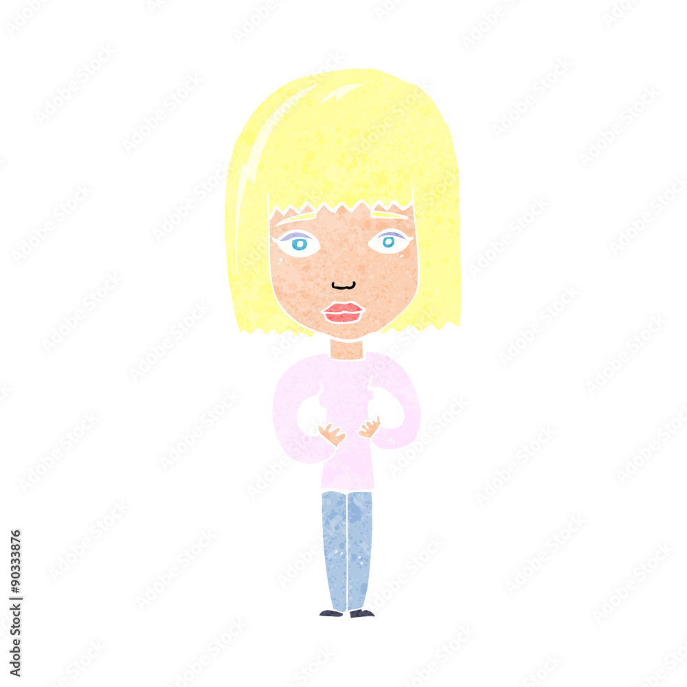 cartoon woman indicating self