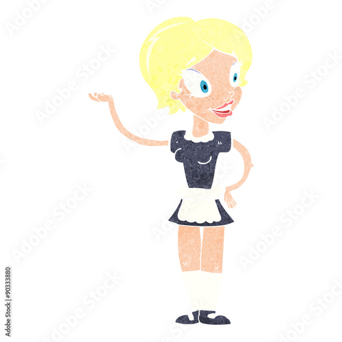 cartoon woman in maid costume