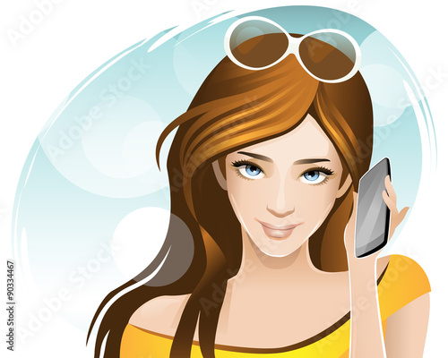 woman /young beautiful woman with mobile phone