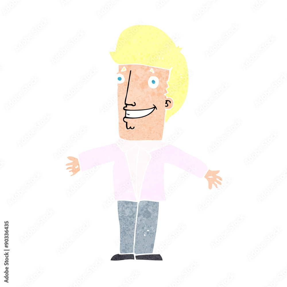 Fototapeta premium cartoon grining man with open arms