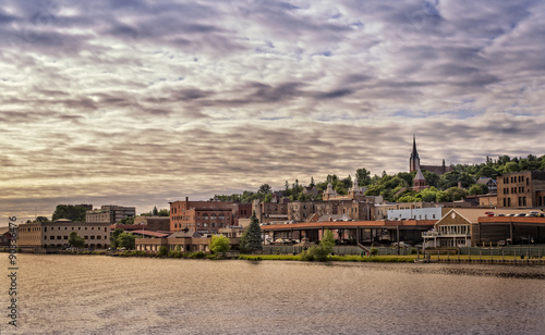 A water front Panoramic view of Houghton, Michigan, USA.