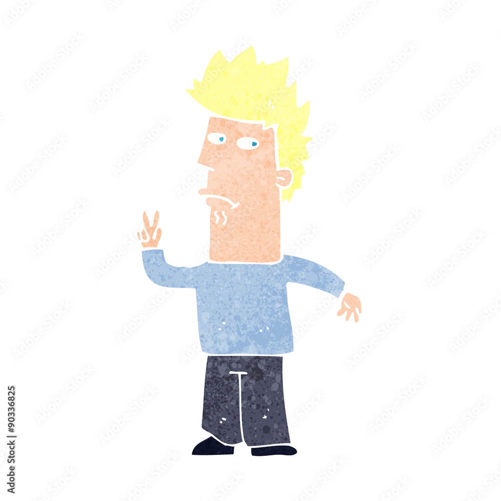 cartoon man giving peace sign cartoon man giving peace sign