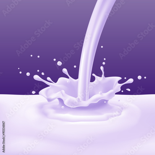 Yoghurt pouring with splashes