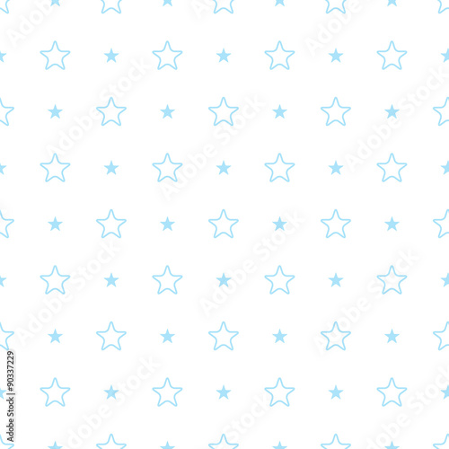 Vector geometric blue seamless pattern. Stars simple background