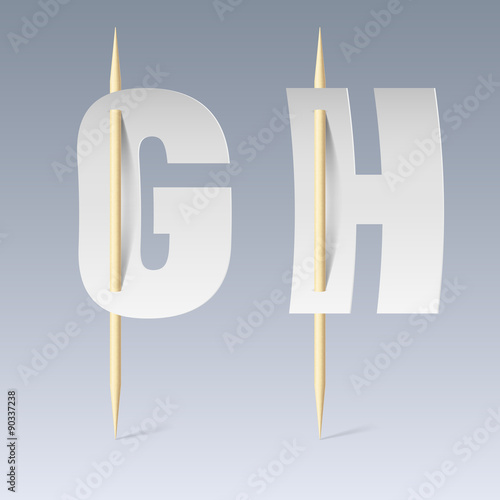 Paper font on toothpicks photo