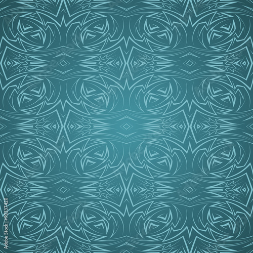Abstract seamless pattern in cyan