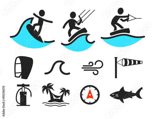 Summer water sport pictograms