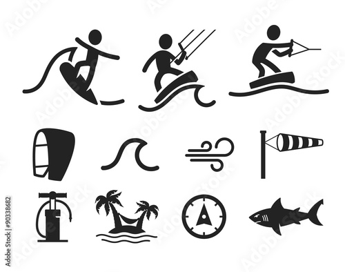 Summer water sport pictograms