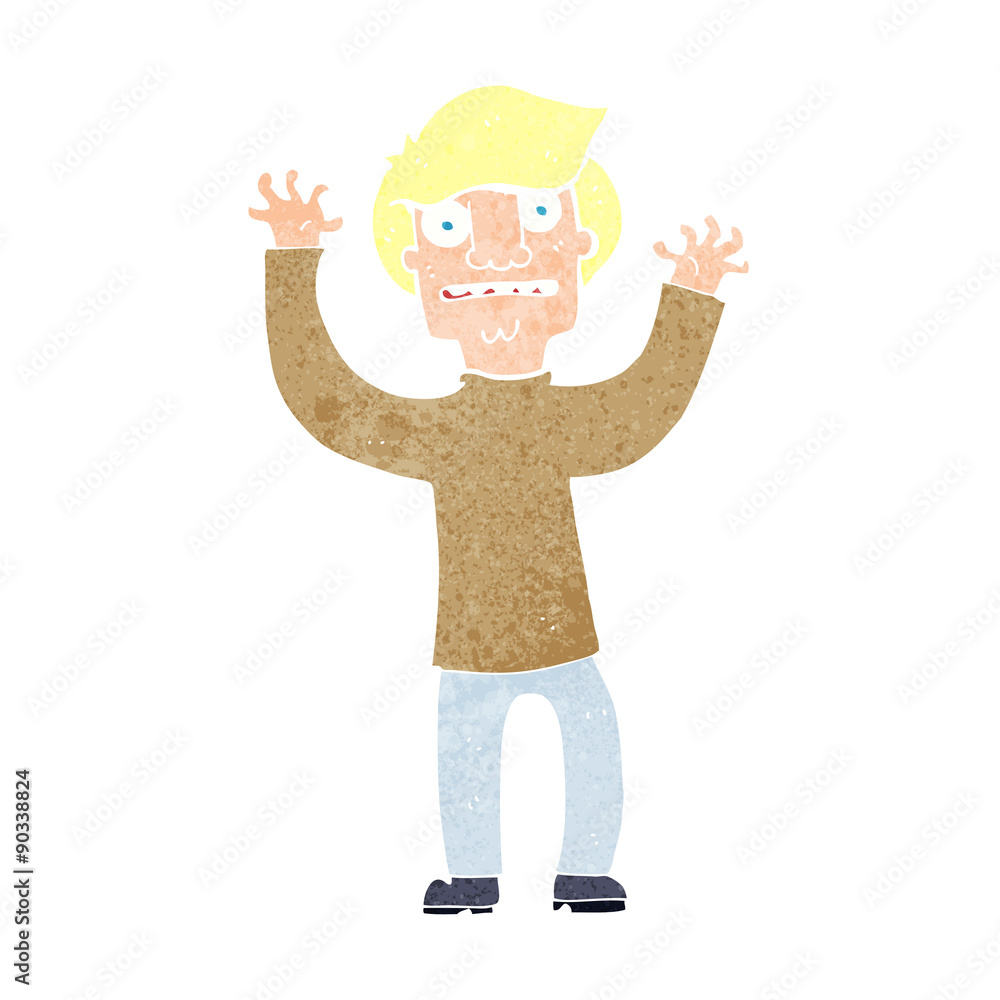 cartoon terrified man