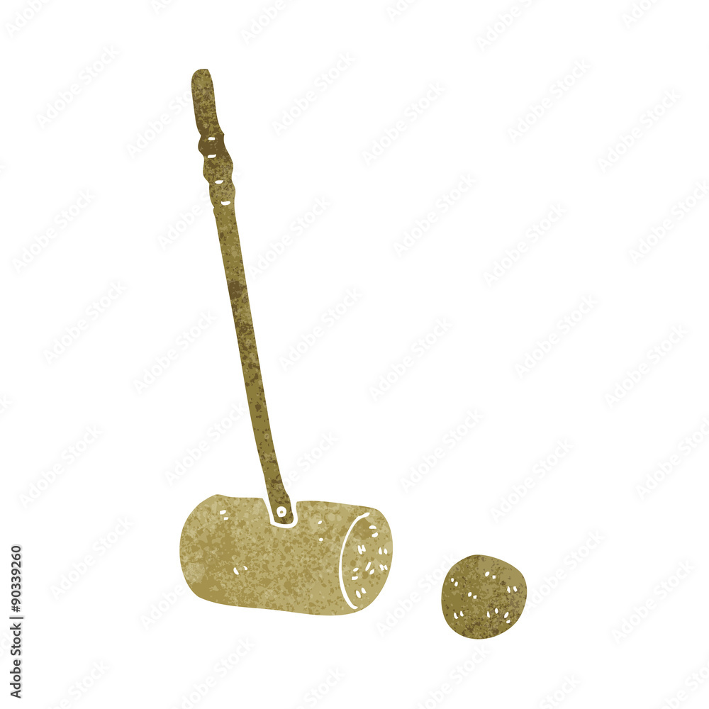 cartoon croquet mallet and ball Stock Vector | Adobe Stock