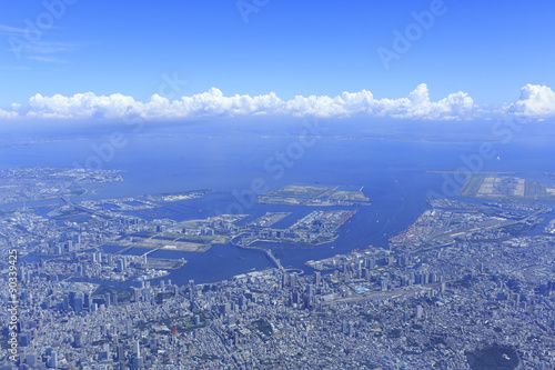 東京広域空撮／港区芝上空より湾岸を望む