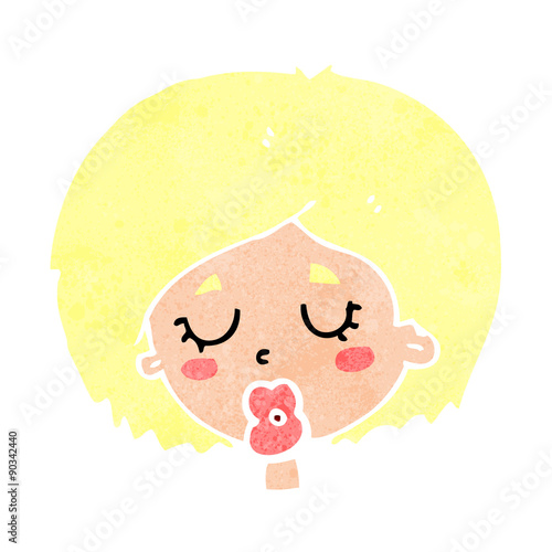 cartoon woman with eyes closed