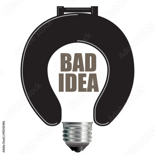 Light Bulb Bad Idea Concept with Toilet Seat 