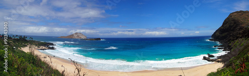 Beach and islands at Makapuu Beach Park  Oahu  Hawaii