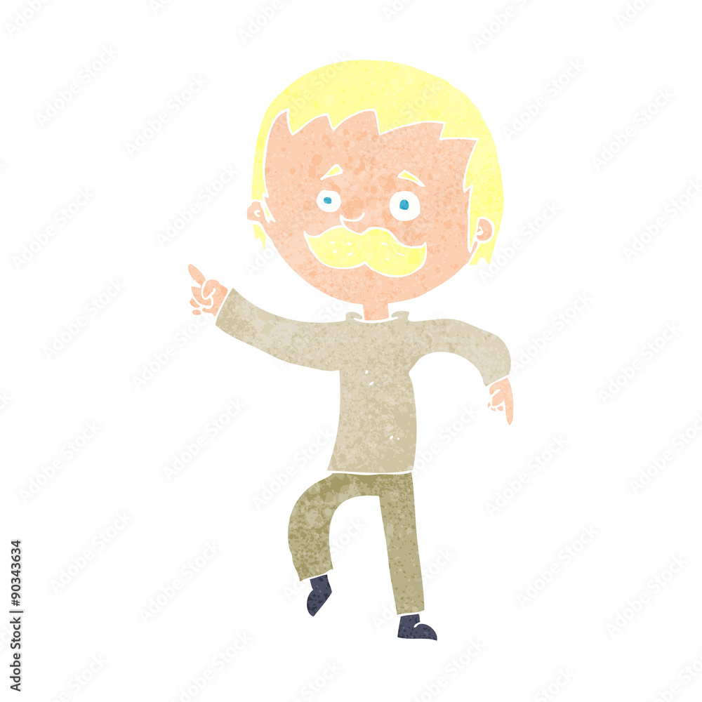 cartoon man with mustache pointing cartoon man with mustache pointing