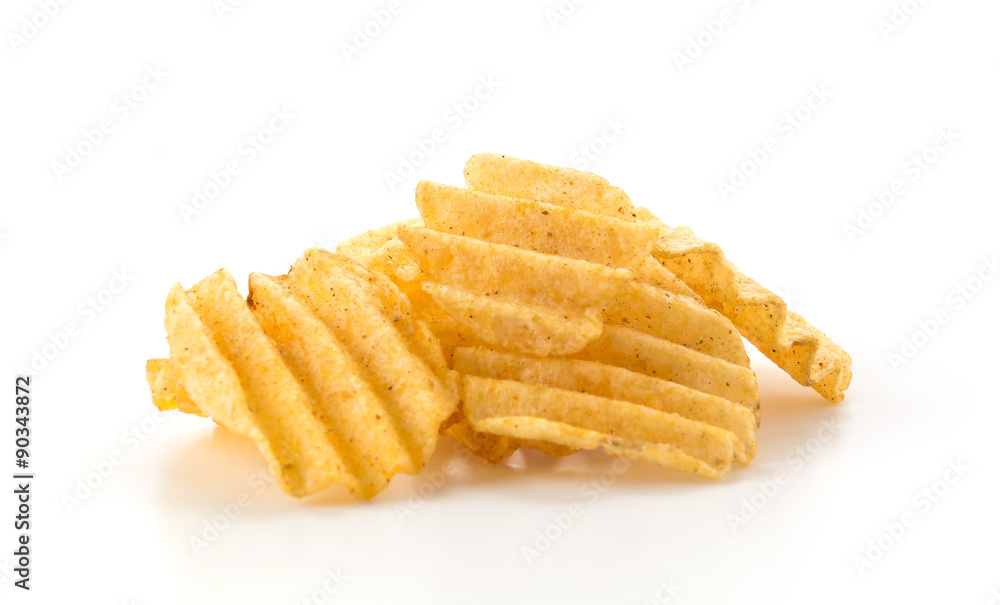 potato chips on white background potato chips on white background