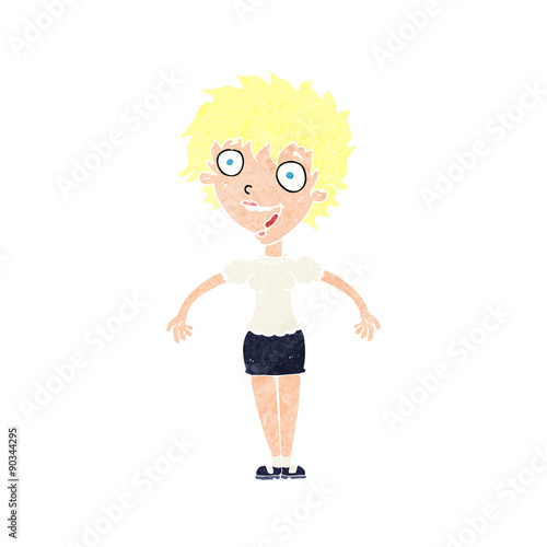 cartoon excited woman