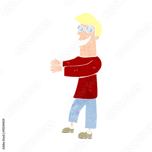 cartoon grinning man wearing glasses