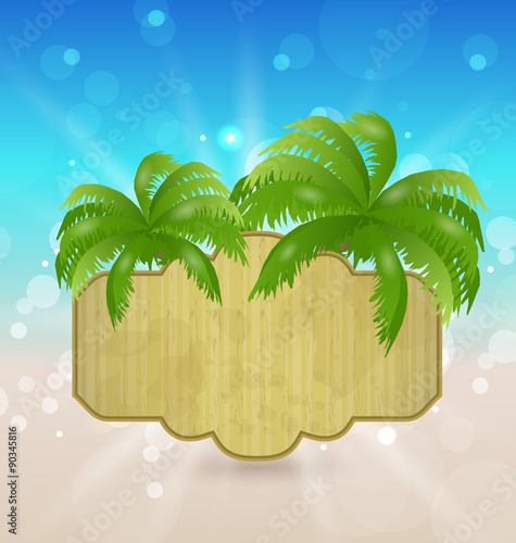 Wooden signboard on the seashore