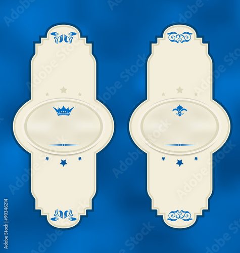 Set vertical vintage labels with design elements