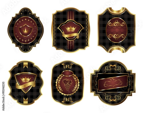 set black gold-framed labels