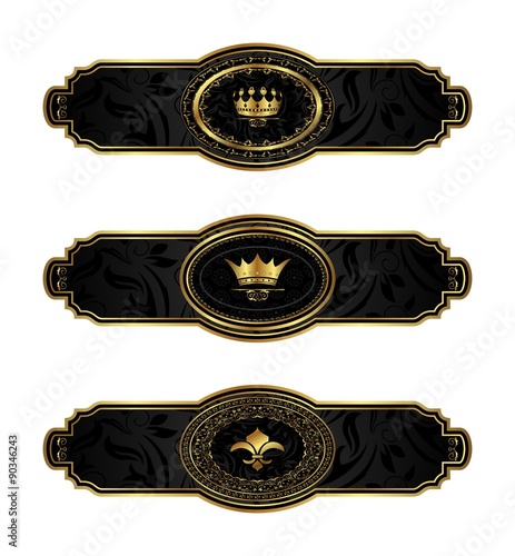 set black-gold decorative frames