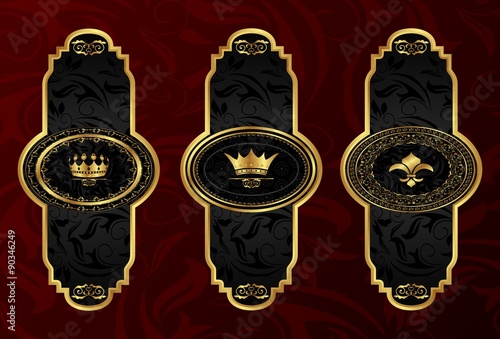 set gold vintage labels with design elements