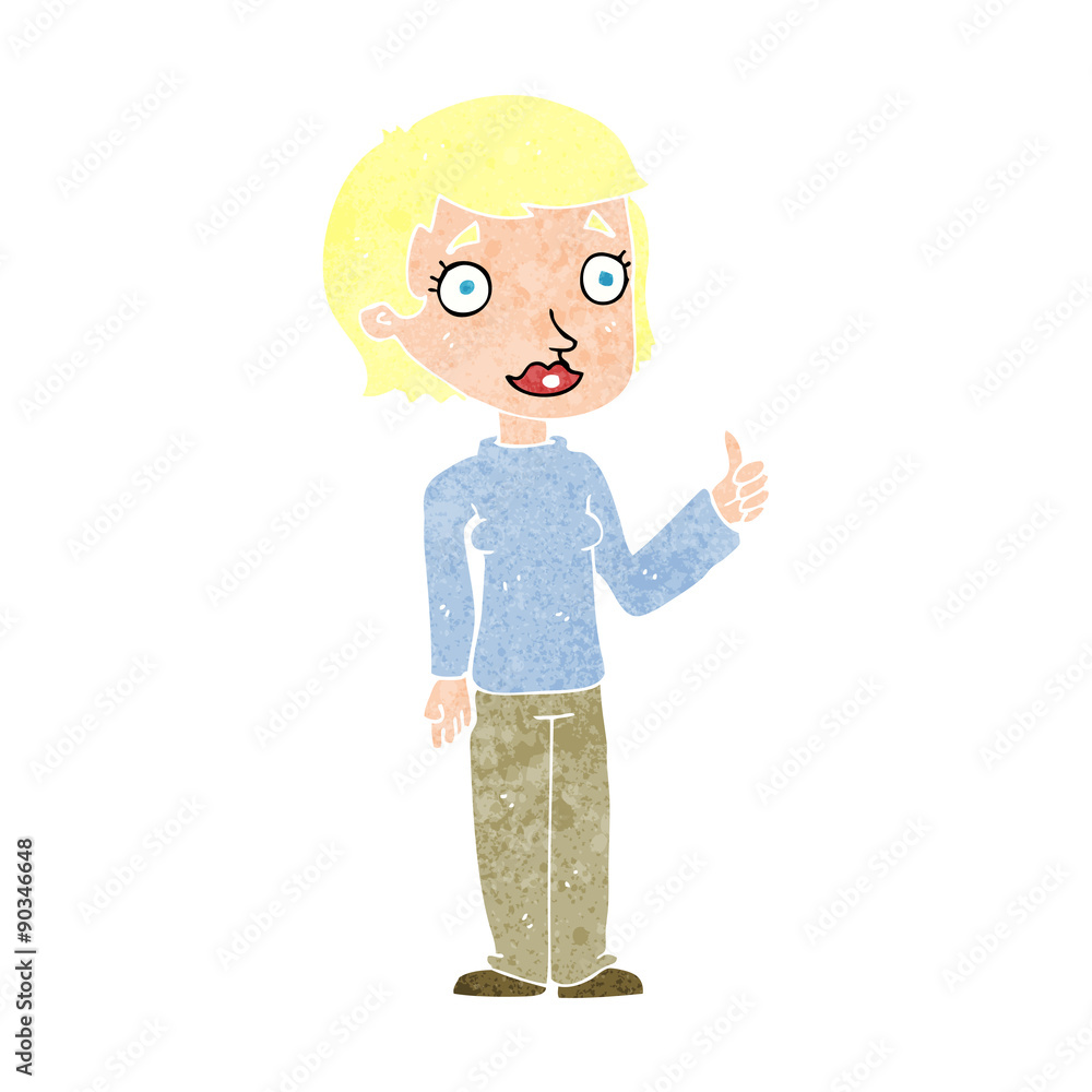 cartoon woman giving thumbs up symbol cartoon woman giving thumbs up symbol