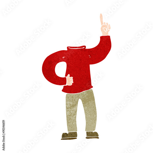 cartoon headless body with raised hand