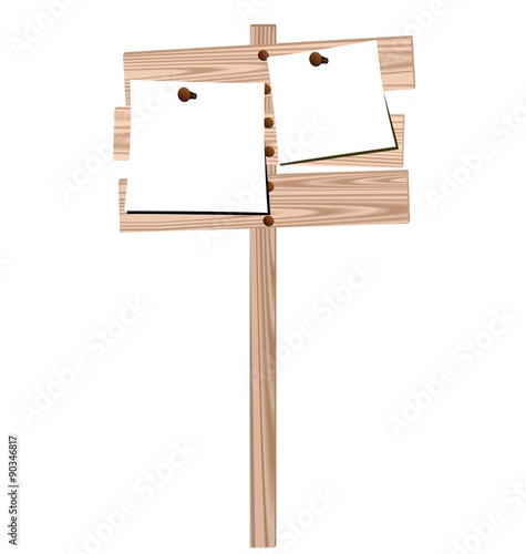 Illustration of a wooden billboard with the enclosed nails pure 