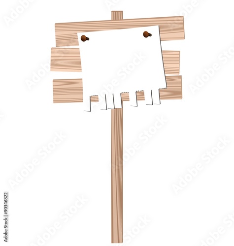 Illustration of a wooden billboard with the enclosed nails pure 