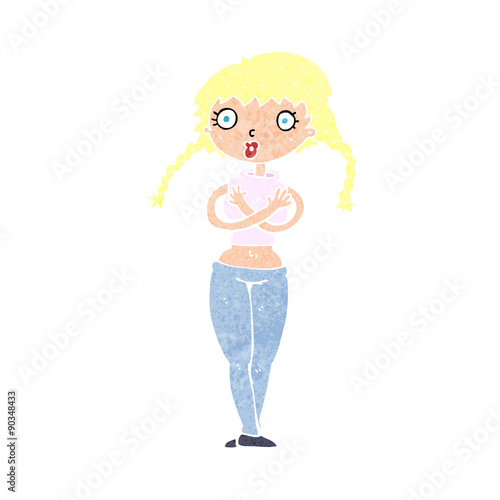 cartoon offended woman covering herself