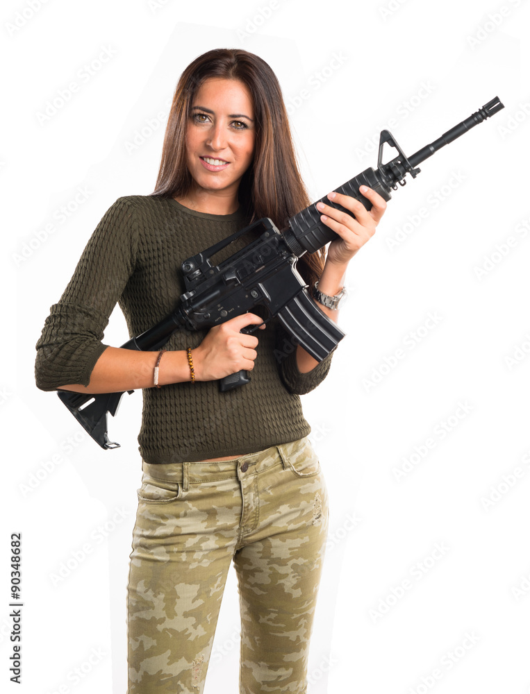 Woman holding a rifle