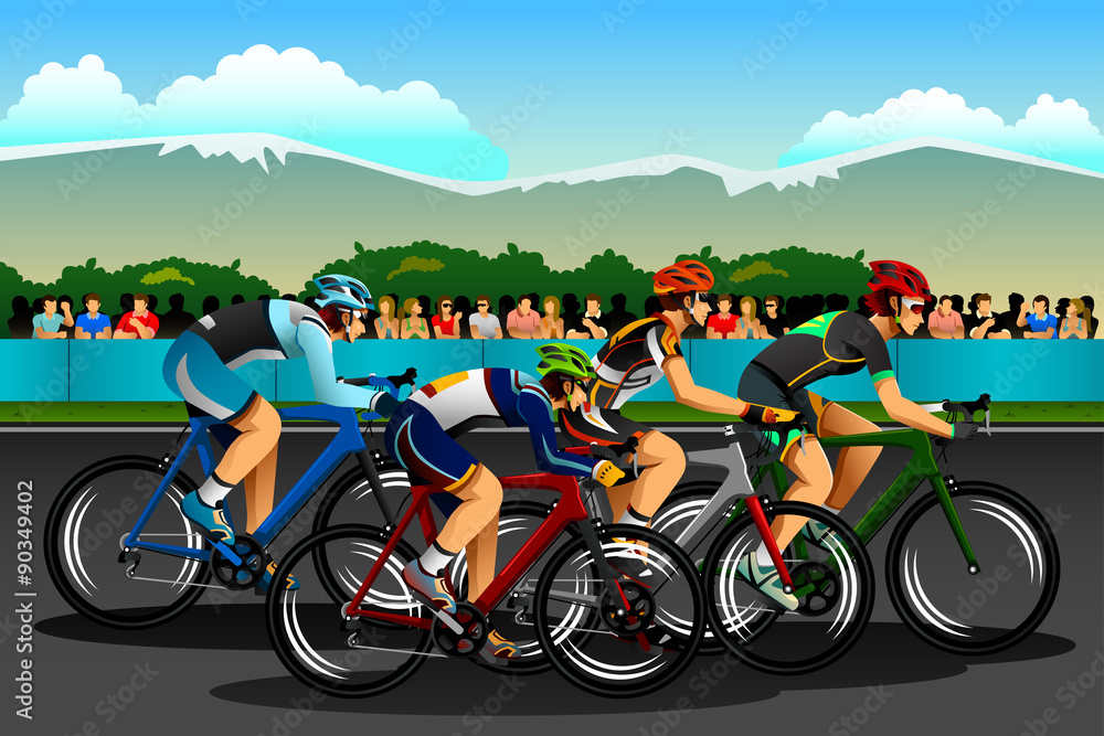 Naklejka premium People Cycling in the Competition