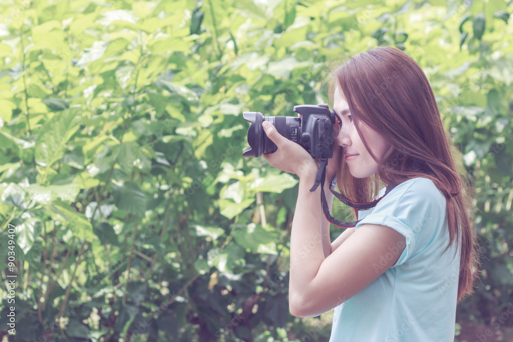 Woman and camera.