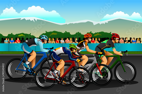 People Cycling in the Competition