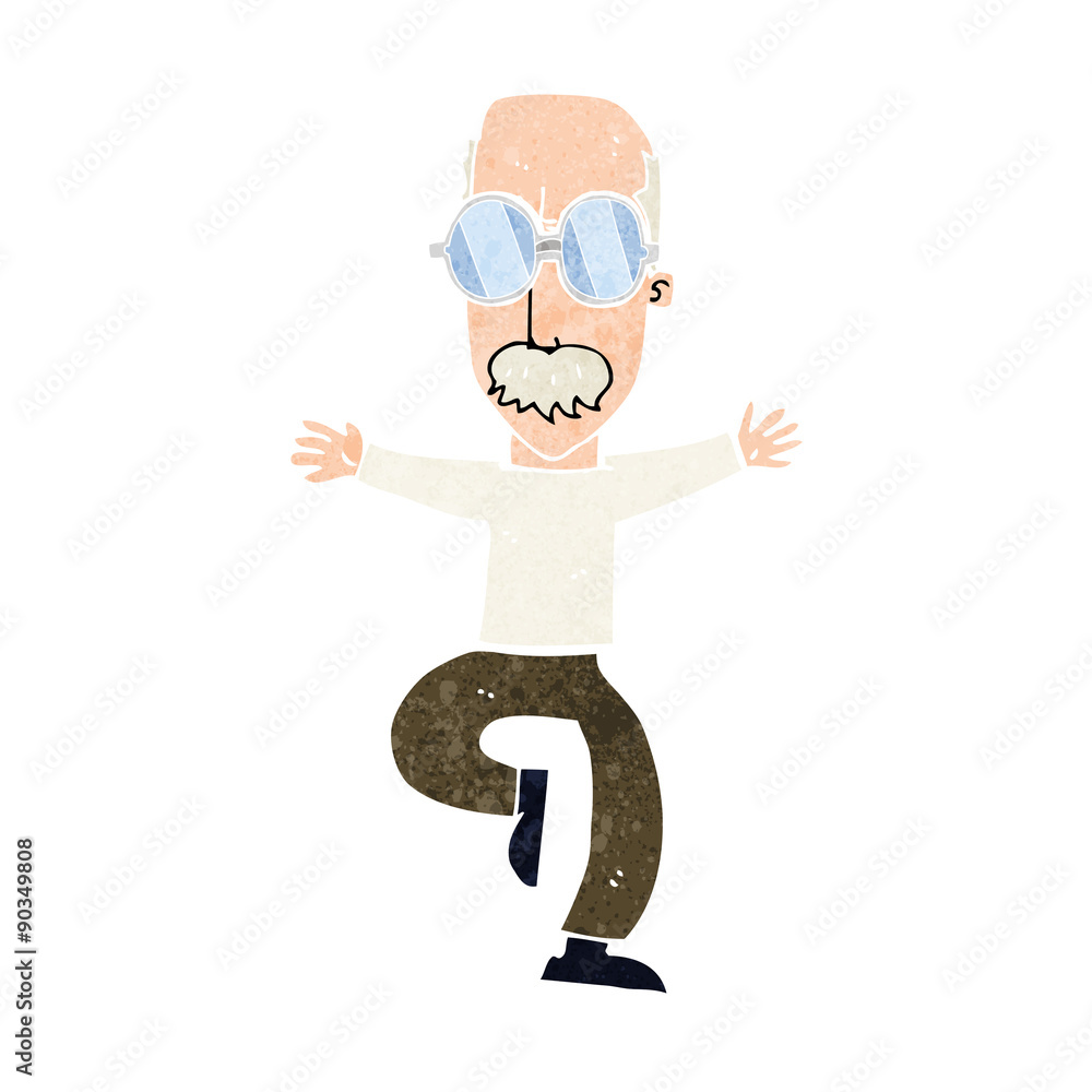 cartoon old man wearing big glasses