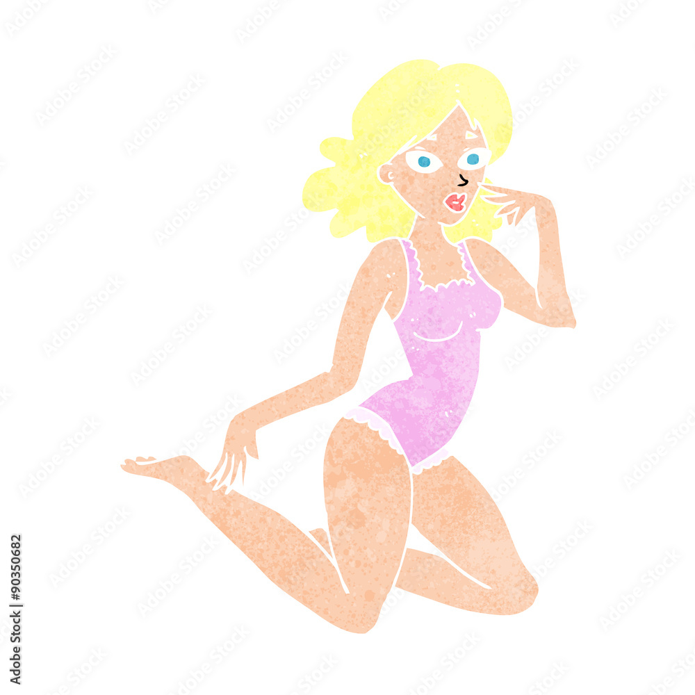 cartoon woman in lingerie