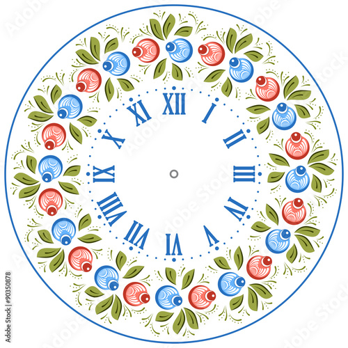 Russian Gorodets clock face