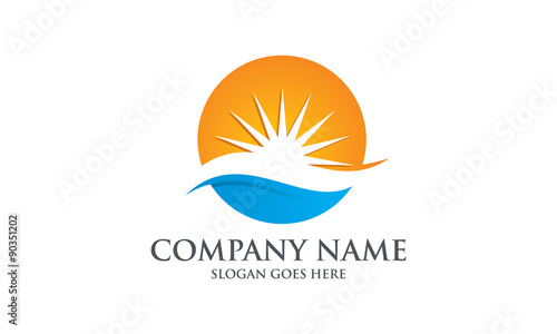 Sun and Beach Logo Image Vector