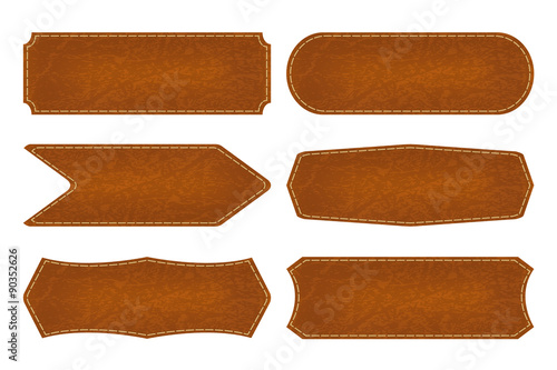 Set of 6 shapes leather sign labels