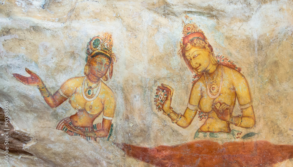 Frescoes, Sigiriya (Lion Rock), UNESCO World Heritage Site, Sri Lanka, Asia