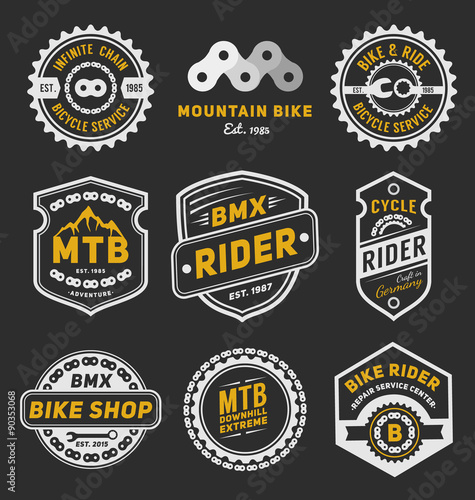 Set of bicycle badge logo template design for logo, label, T-shirt, stamp, sticker, banner and other design. Vector illustration