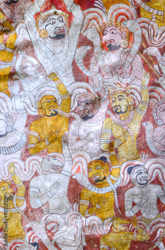 Roof murals, Dambulla Cave Temple, UNESCO, World Heritage Site, Sri Lanka, Asia