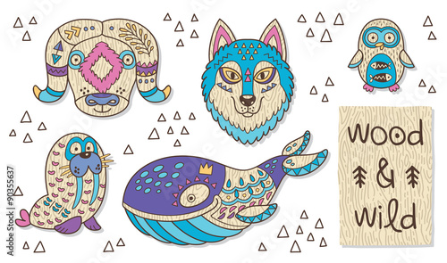 Wood animal figures. Eco friendly toys