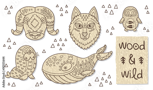 Wood animal figures. Eco friendly toys