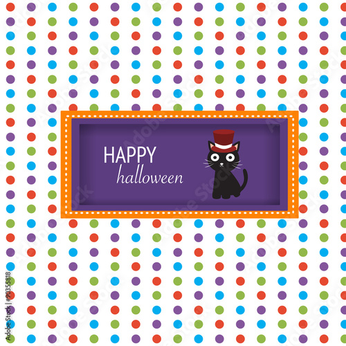 Happy Halloween background with black cute cat vector. illustrat