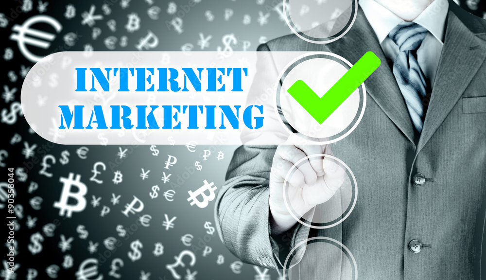 business man pressing checkbox internet marketing business man pressing checkbox internet marketing